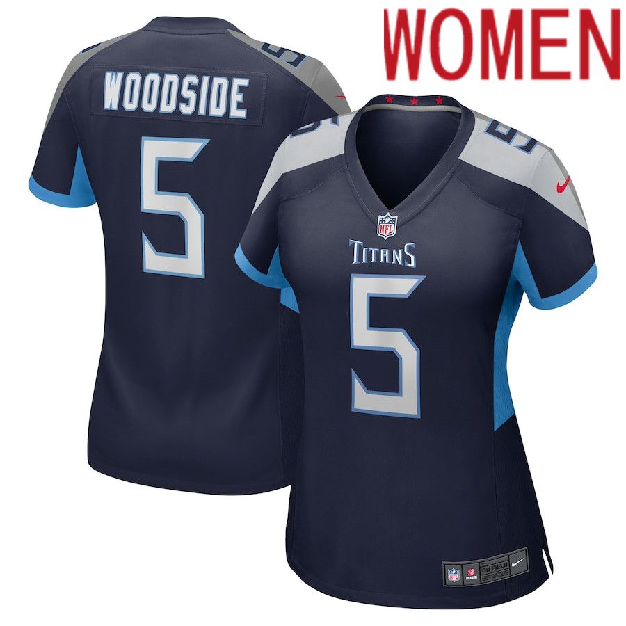 Cheap Women Tennessee Titans 5 Logan Woodside Nike Navy Game NFL Jersey